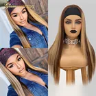 Прямая повязка на голову, шарф, парики, окрашенные светлые, полностью машинное изготовление, повязка на голову, парики из человеческих волос для женщин, плотность 150, волосы Remy