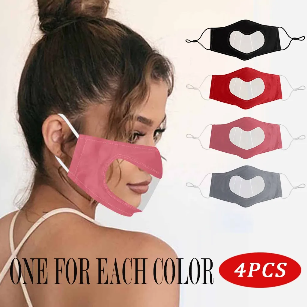 Модная 4 шт. маска в форме сердца с прозрачным окошком видимое выражение для
