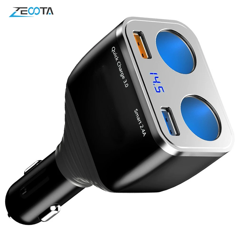 USB Quick Charge 3 0 Автомобильное зарядное устройство 80 Вт 2 гнезда прикуривателя