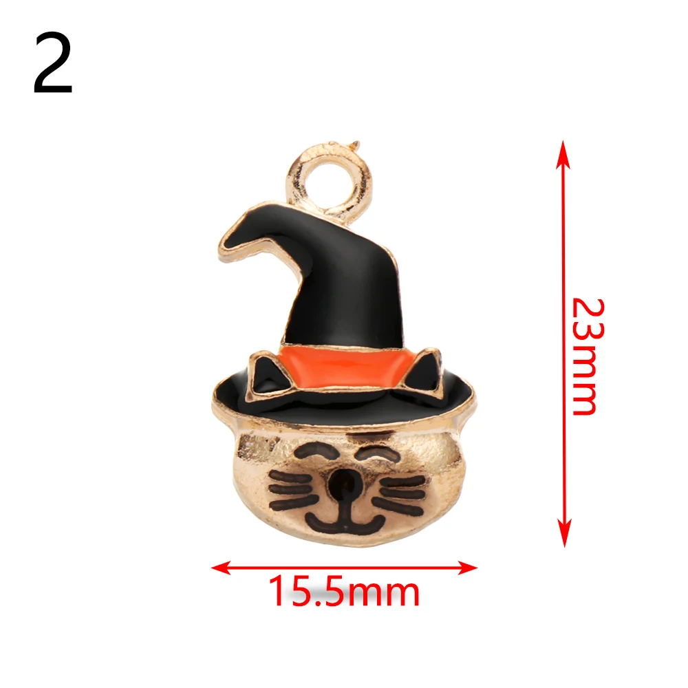 1 шт сплав Хэллоуин амулеты эмаль Тыква кошка шляпа кулон для браслета ожерелье