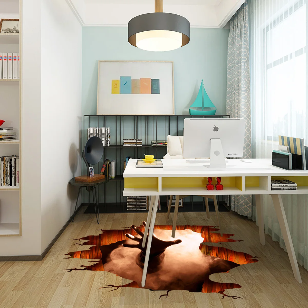 Совершенно новые 3D наклейки на пол Хэллоуин Переводные картинки стену Побег из