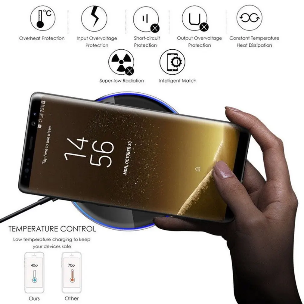 Qi беспроводной зарядное устройство Pad Быстрая зарядка ультра тонкий алюминиевый