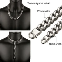 15mm19mm xxxtentacion choker tail hip hop rapper stainless steel necklace curb cuban link chain necklaces fashion rock jewelry