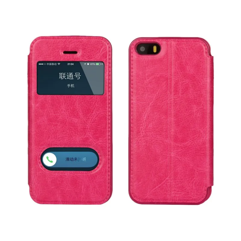 hot pink Роскошные кожаные Встроенная чехол для Apple iphone X для iphone 6 6s 7 8 Plus Smart PU Кожаные чехлы для iphone 5 5S SE 6 6s чехол - Цвет: hot pink
