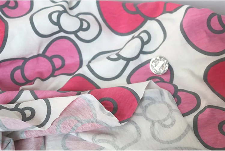 Эластичная трикотажная хлопчатобумажная ткань с бантом 50*165 см