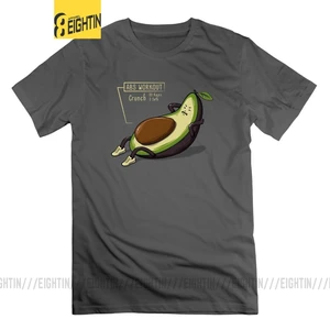 Футболки для тренировок с авокадо и АБС, футболки с коротким рукавом, повседневные мужские Забавные топы с круглым вырезом, праздничная футболка из чистого хлопка
