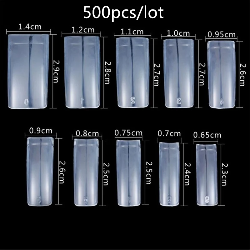 Длинные накладные ногти 10 размеров изогнутые прозрачные пресс на клей Типсы для