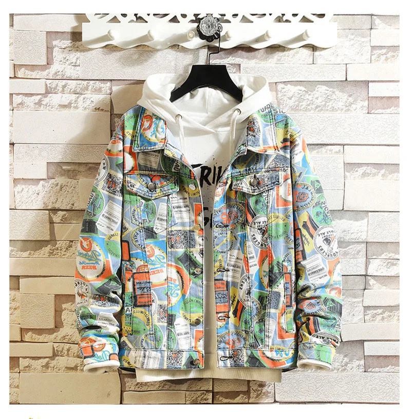 

Autumn Graffiti Denim Jacket 2020 New Japan Style Fashion Jeans Jacket Casual Bomber Punk Streetwear Clothes Men Spring Jacket