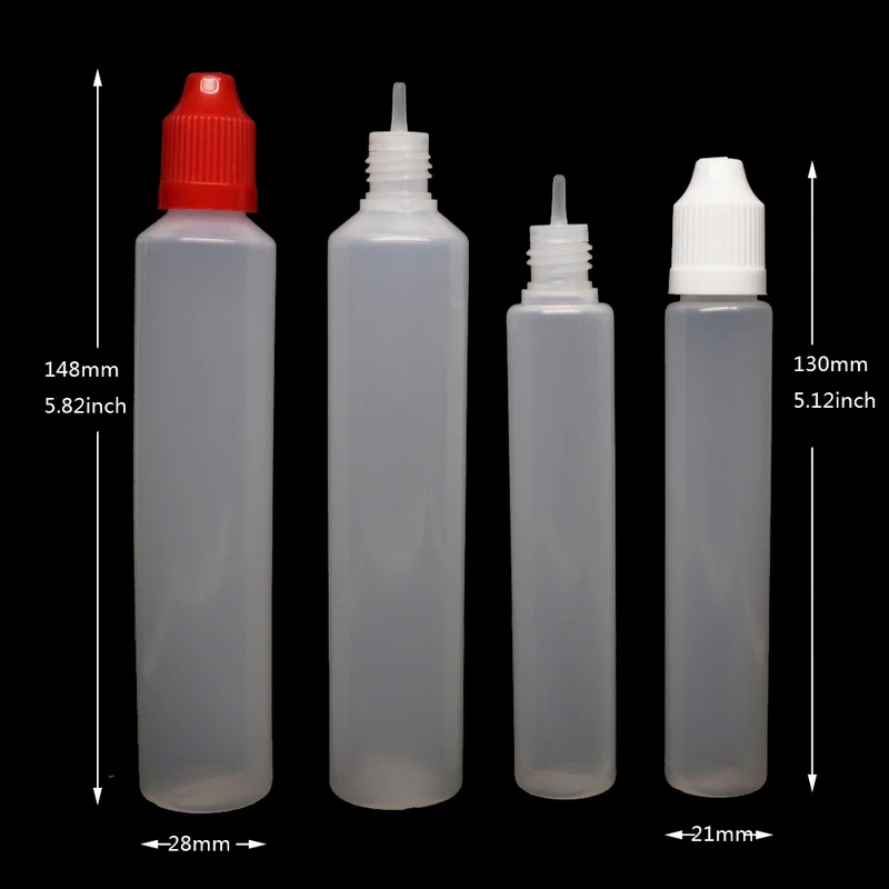 LDPE 20PCS/lot 30/60ML Empty Drooper Bottle With Childproof Cap Plastic Dropper Pen Style Eye E-liquid Funnel | Красота и здоровье