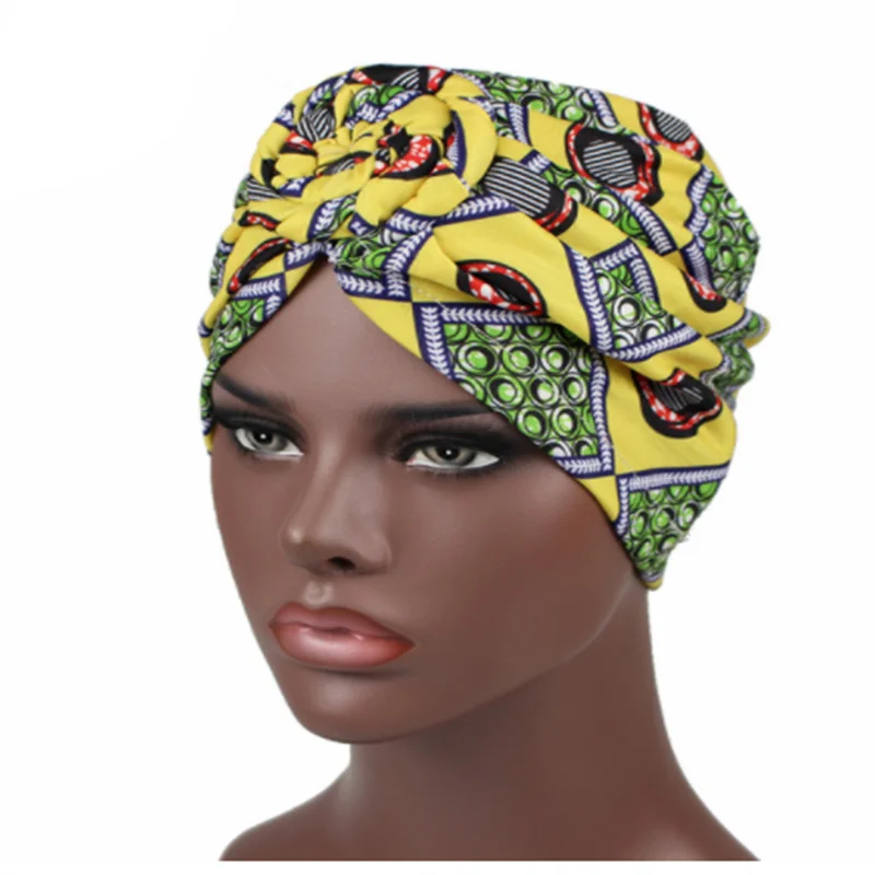 Мусульманский женский тюрбан с Африканским узором узлом модный теплый