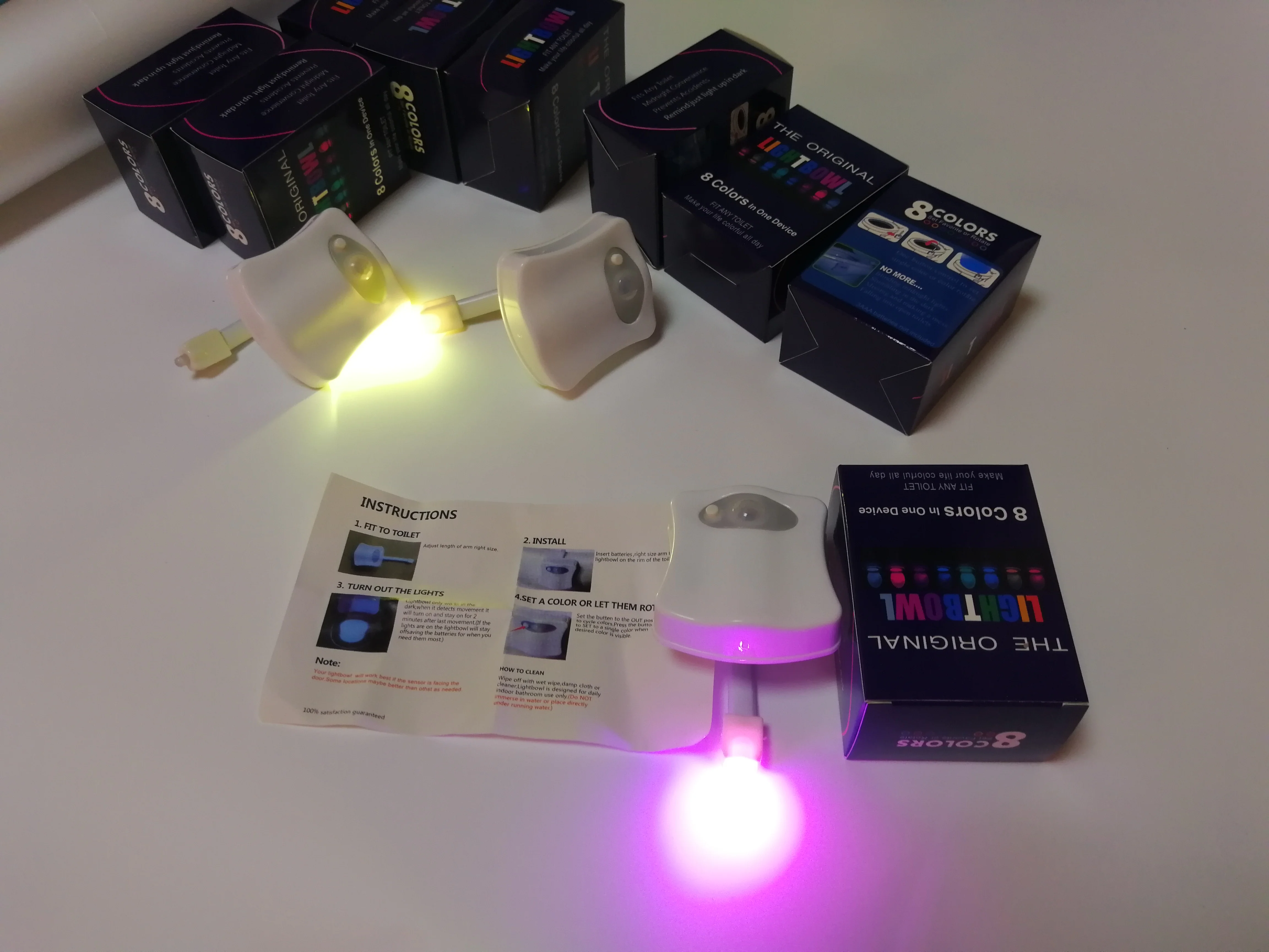 LED Night Light PIR Motion Sensor 8 Colors Automatic Change Toilet Light