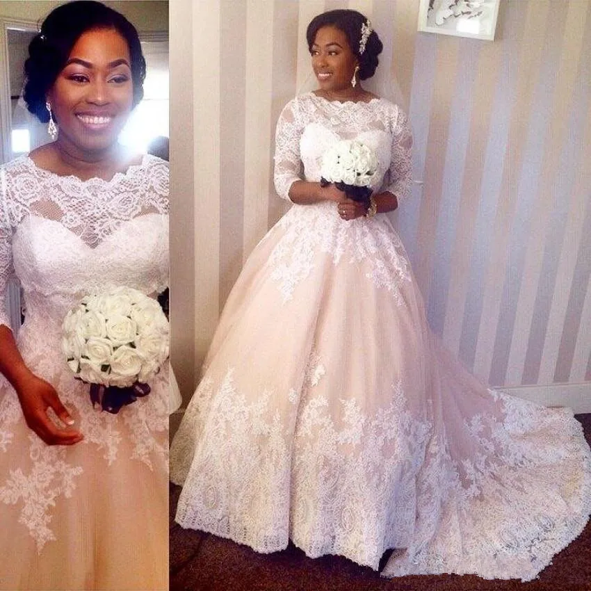 

Женское свадебное платье It's yiiya, белое кружевное платье большого размера, расширяющееся книзу, с рукавом 3/4 и аппликацией на лето