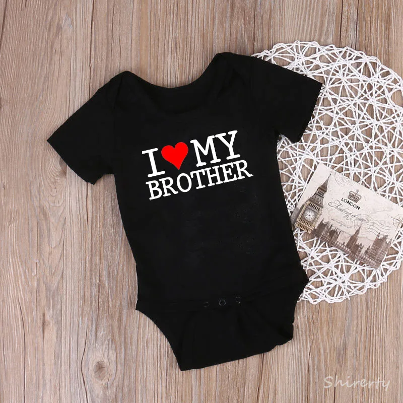 Одежда для близнецов «I Love My Sister Brother», новорожденный короткий рукав, хлопковая одежда для близнецов, летняя одежда для маленьких мальчиков и девочек