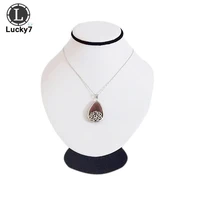 white leather mannequin jewelry necklace display holder black velvet neck bust stand showcas 18cm