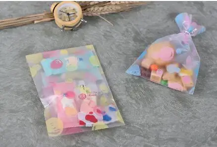 200 шт милые цветные точечные пластиковые пакеты для печенья целлофановые сумки