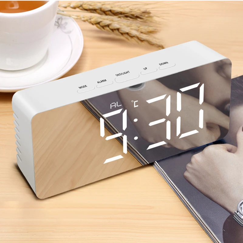 

LED Large Screen Clock Makeup Mirror Electronic Nights Lights Kids Bedroom Lighting Home Decor Night Light Novelty Lighting