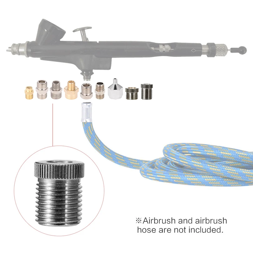 Professional 9pcs Airbrush Adaptor Kit Fitting Connector Set For Compressor& Airbrush Hose Convert Plug