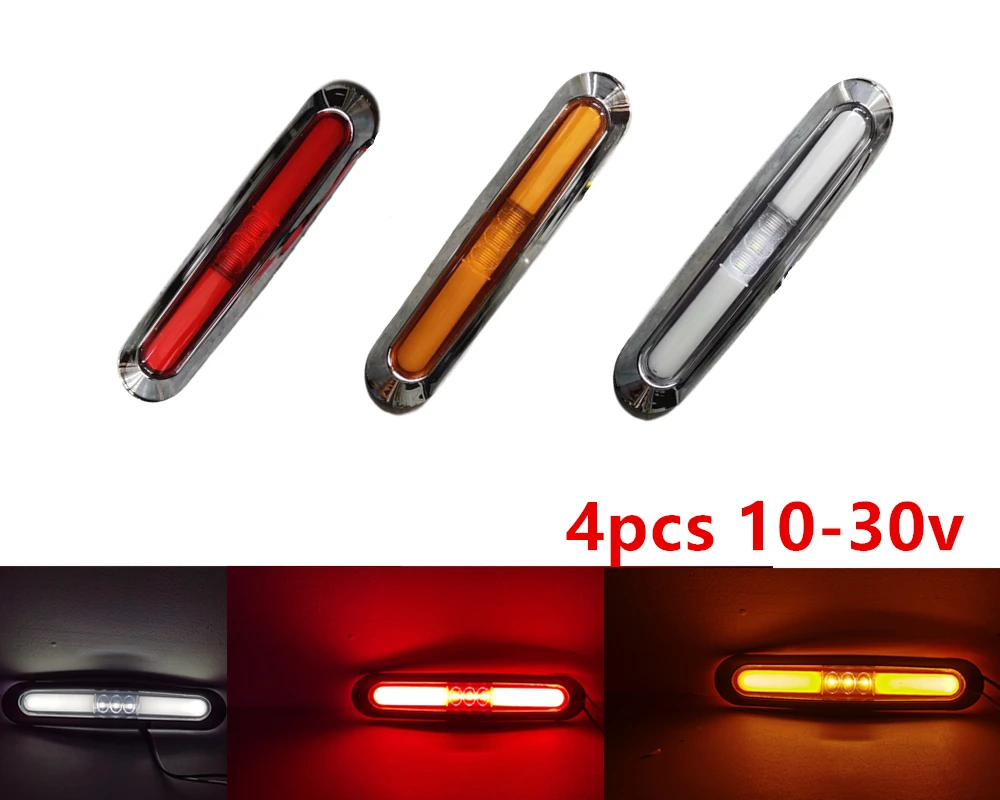 

4x Truck led light Guide Side Marker lights Clearance tail Lamp 12V 24V external lights Car Trailer Rear Lights caravan lamp