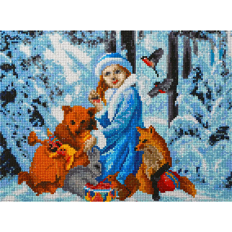 

DIY 5D Full Diamond Painting Child Fox Snowfield Cross Stitch Round Drill Embroidery Mosaic Picture of Rhinestones Home Decor