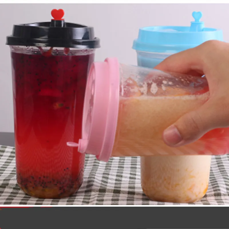50pcs Disposable fat U-shaped cup transparent plastic milk tea glass round bottom creative outsourcing packaged juice coffee | Дом и сад