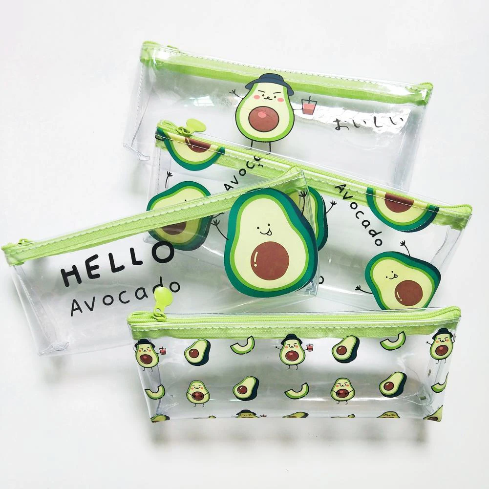 Новинка милый чехол для карандашей с авокадо прозрачный школьный пенал