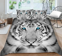 hot style soft bedding set 3d digital tiger printing 23pcs duvet cover set with zipper single twin double full queen king
