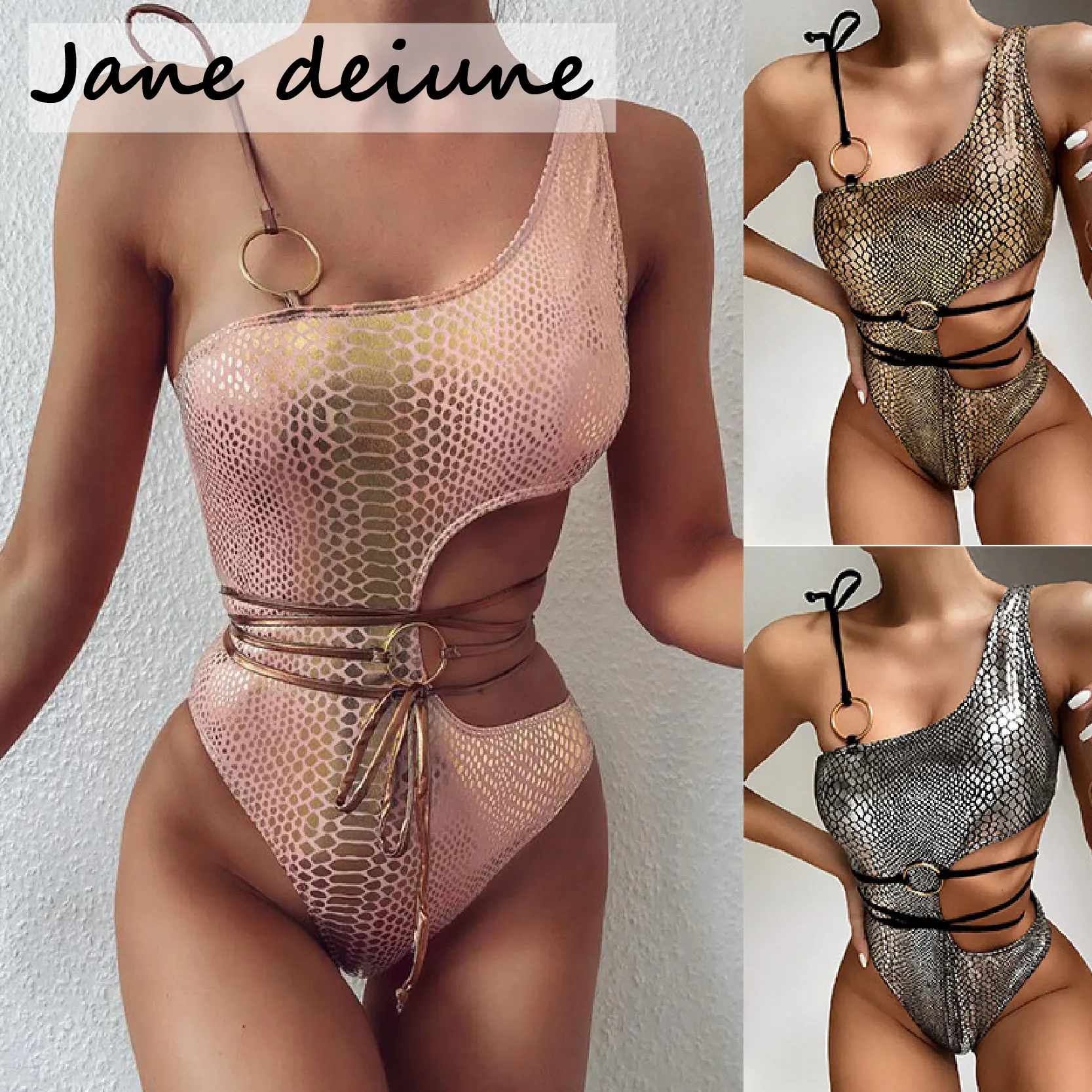 

Jane Deiune Sexy V-Bar Underwired Bikini Snake Band 2021 Female Swimsuit Women Swimwear Two-Piece Wire Set Bather Bathing Swim