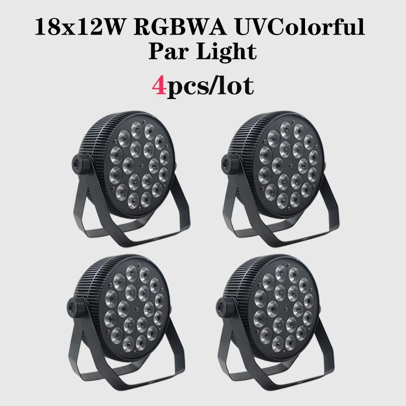 4 шт./лот 18x18W алюминиевый светодиодный par Светильник RGBWA УФ 6IN1 индикаторная панель