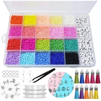 3mm glass seed beads kit small craft beads with tool kit for diy craft bracelet necklace accessories diy jewelry making supplies