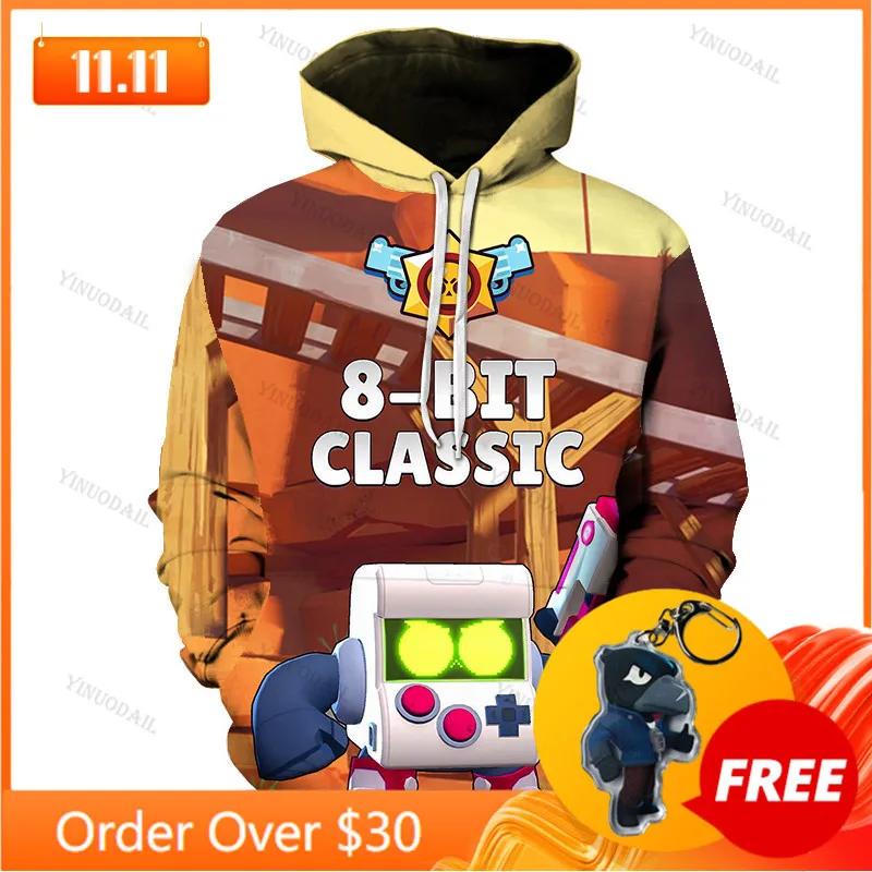 

8-Bit Shooting Game 3d Hoodie Sweatshirt Boys Girls Long Sleeve Jacket Coat Children's Wear Kids Hoodies Teen Clothes