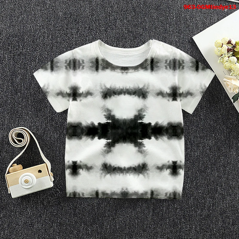 

2021 New Children's T Shirt Clothing Summer T-shirt Middle Small Children Foreign Style Clothes Tie Dye Korean Baby Tee Shirts
