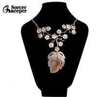 fashion nature sea shell flower statement necklace antique jewelry bohemian vintage silvercolor jewelry for women xl003