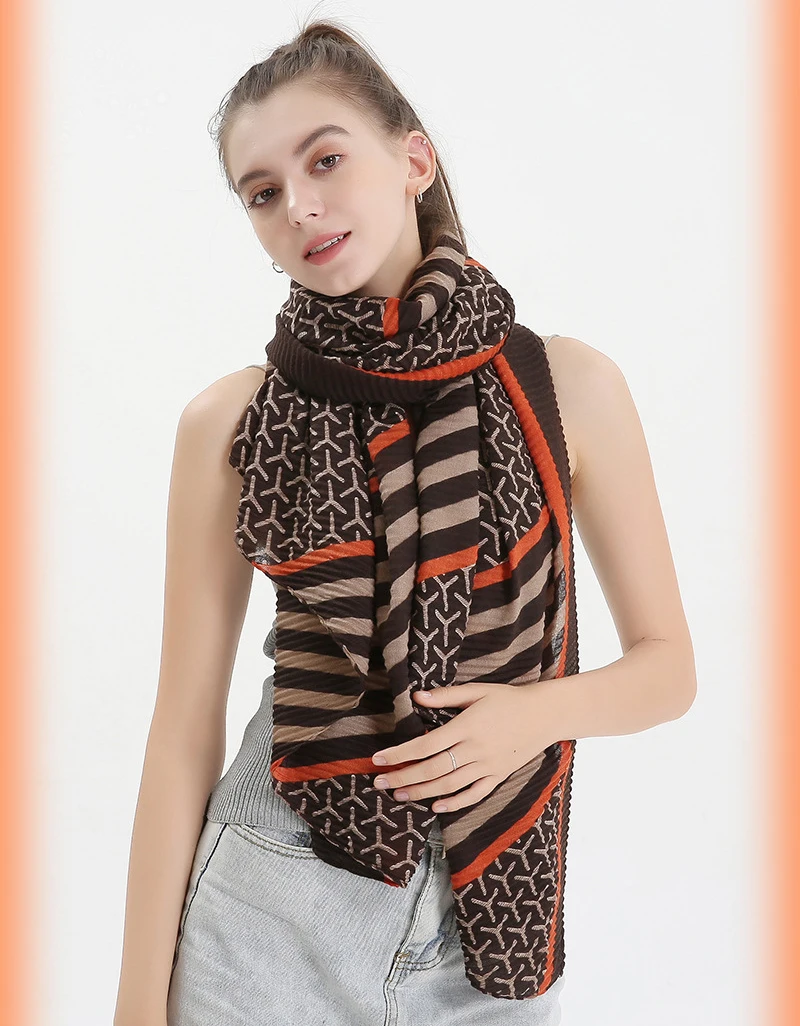 ELIfashion корейский стиль Tr-хлопок гофрированная форма длинный мягкий шарф