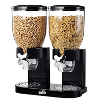 cereal dry food dispenser home kitchen plastic countertops breakfast double headed chamber airtight storage utensils