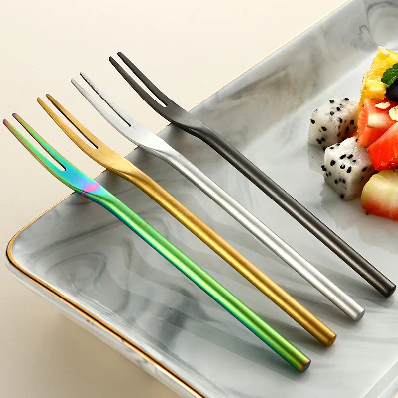 

304 Stainless Steel Sanded Solid Fruit Fork Cake dessert candy fruit fork japanese Tableware Party afternoon tea Dinnerware
