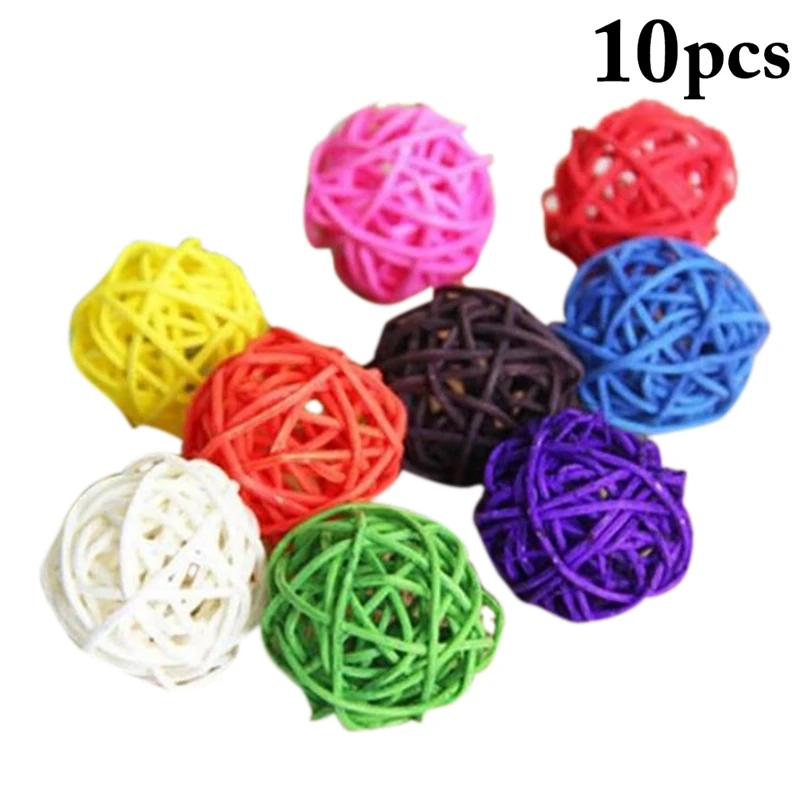 

Разноцветные игрушки для попугая из ротанга, 3 см, 10 шт.