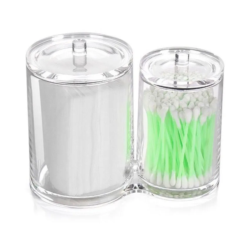 Transparent High-End Double-Hole Swab Box Cotton Varia Bucket PS Storage Brushware | Дом и сад