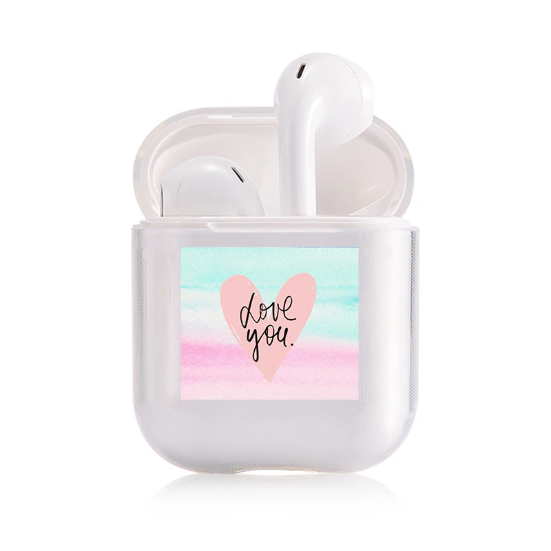 I300212 Хроматический модный наушник чехол для Apple Airpods чехол простой милый любовь сердце Bluetooth поп AirPods чехол прозрачный жесткий чехол - Цвет: I300212