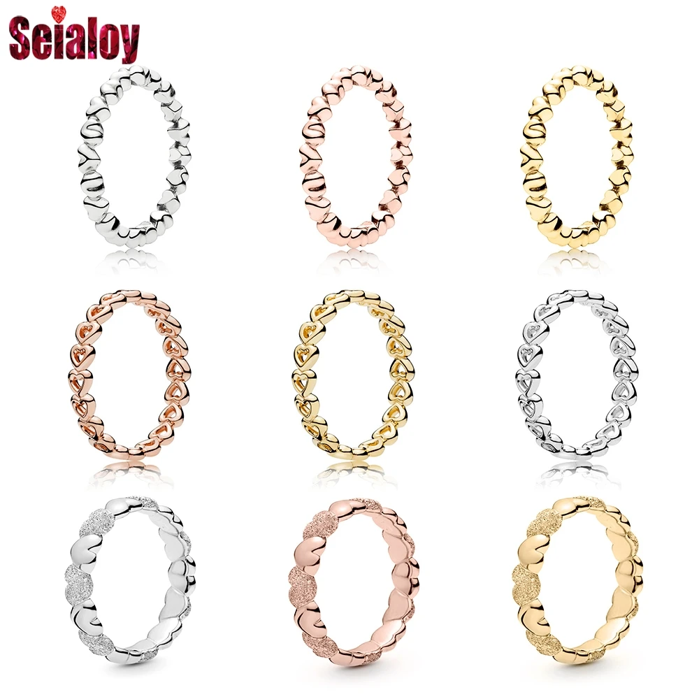 

Seialoy Fashion Hearts Rings For Women Men Girls Friendship Stackable Ring Couple Lover Wedding Engagement Rings Jewelry Gift