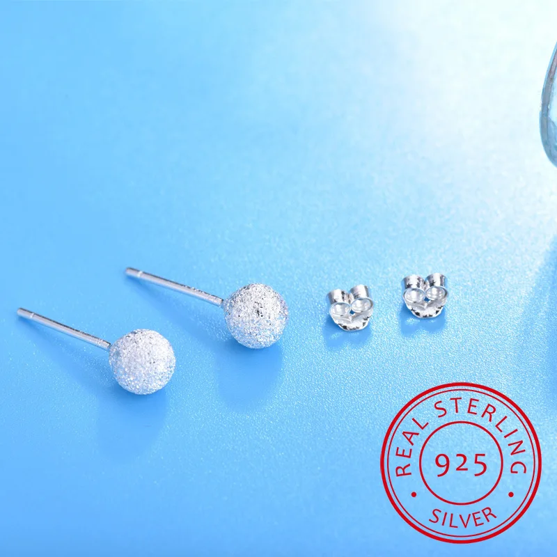 Новые серьги-гвоздики в форме шарика из 100% настоящего серебра 925 пробы ювелирные
