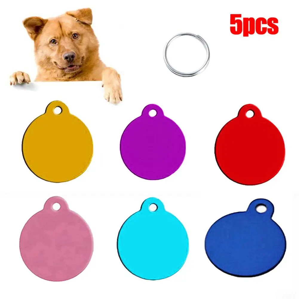 5 шт. Pet Dog Puppy пустые круглые бирки с именем ID и номером DIY пластинчатый ошейник
