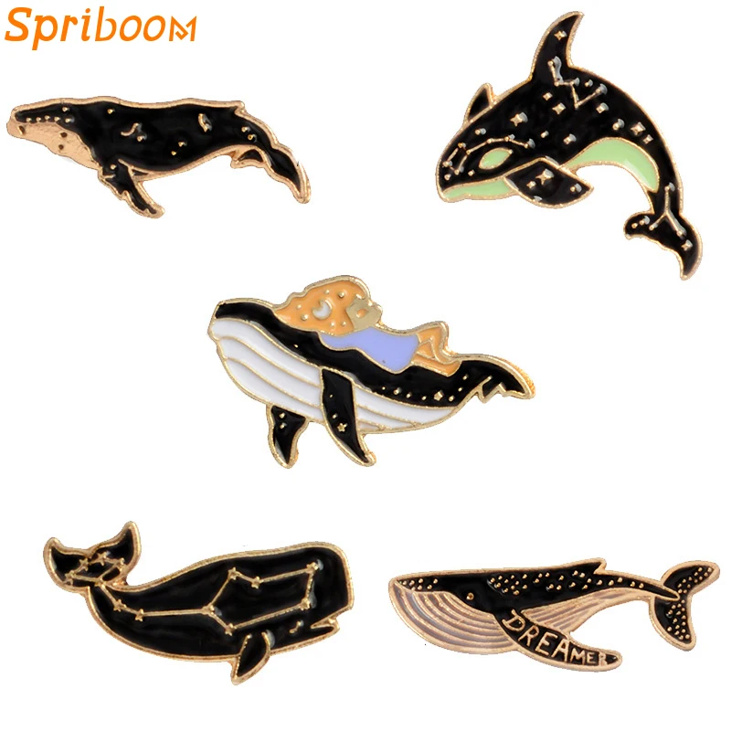 

Ocean Whale Enamel Lapel Pin for Women Men Blue Mood Cute Romantic Animal Brooches Bag Clothes Badge Jewelry Friends Brooch Gift