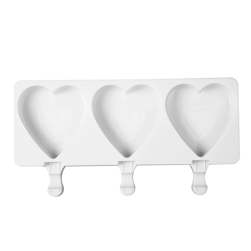 

Silicone Ice Cream Mold DIY Homemade Popsicle Moulds Freezer 3 Cell Big Size 3 Heart Ice Cube Tray Popsicle Makers Baking Tools