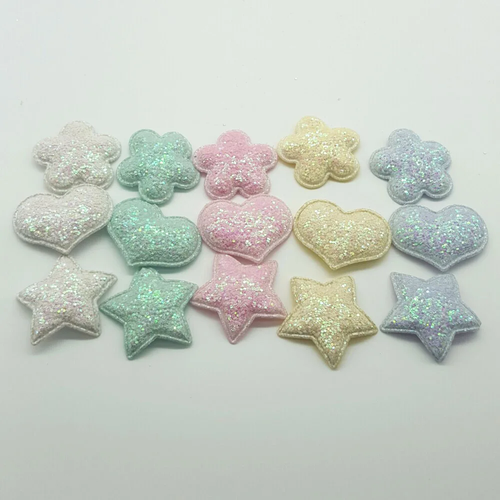 random color 50 шт конфеты крафт патчи милые звезды сердца бабочка для волос с блеском Аксессуары наклеить на патчи для одежды наборы сделай сам DIY - Цвет: random color