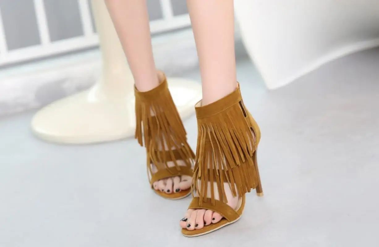 Летние женские сандалии гладиаторы Женская обувь на высоком каблуке с открытым