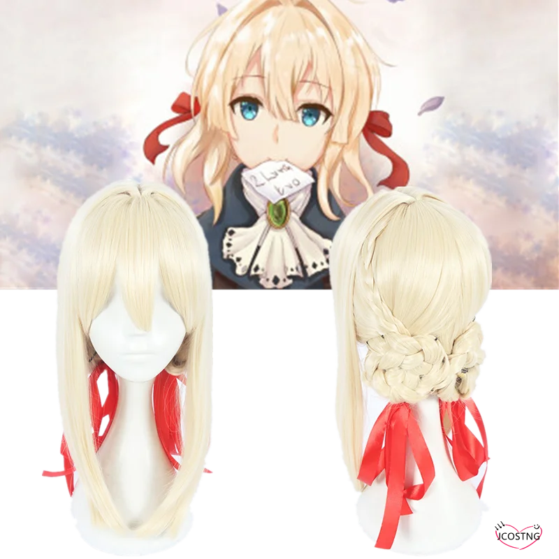 Парик для косплея из аниме термостойкие синтетические светлые волосы