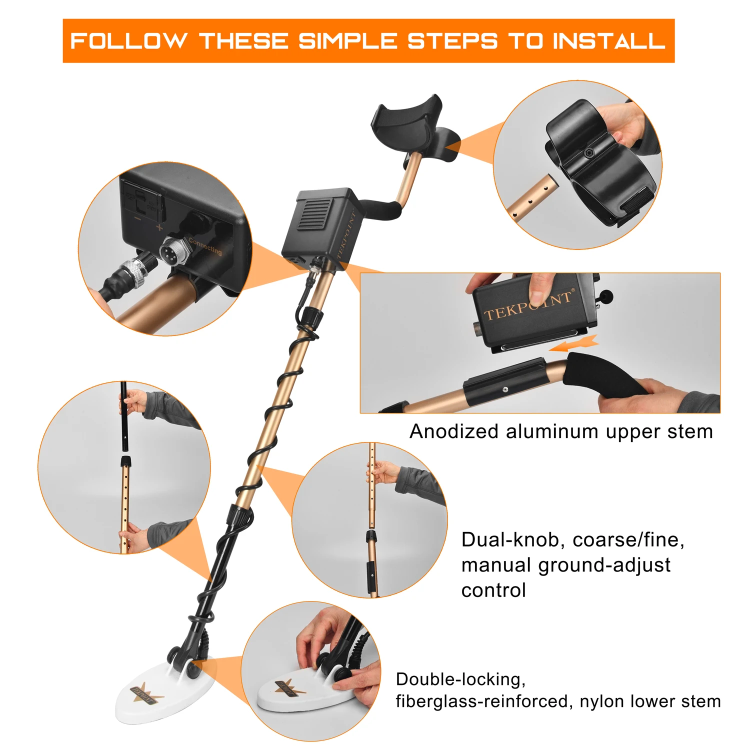 TEKPOINT 2 Портативный подземный детектор металла Высокая чувствительность Gold