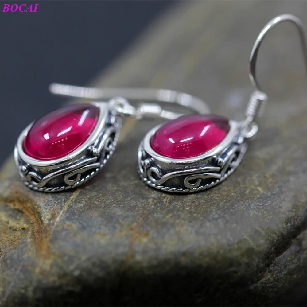 BOCAI S925 стерлингового серебра серьги-гвоздики Бижутерия простой тайское серебро