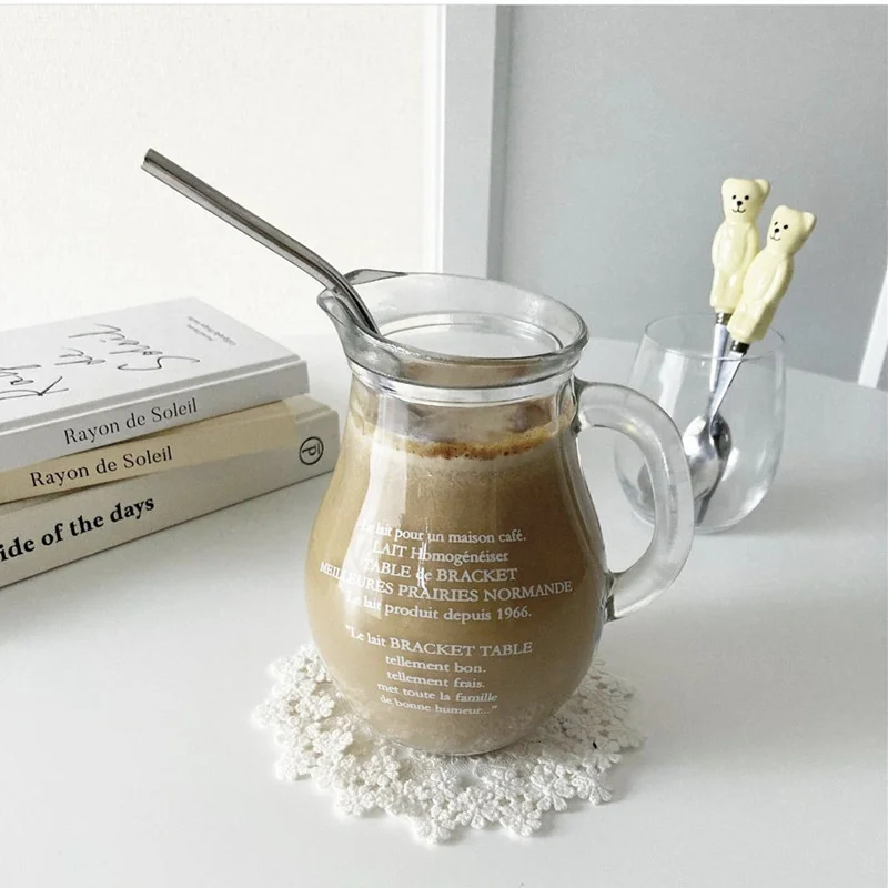 

500ml Novelty Letter Glass Mug Coffee Cup With Handle Couple Cups For Breakfast Milk Tea Juice Cold Drinkware Beer Photogragh