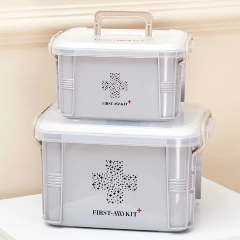 

Travel Portable Storage Box Desk Modern Parts Large Storage Box Rectangle Pill Case First Aid Container Rangement Storage Bin 50
